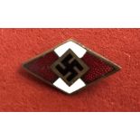 German WWII Hitler Youth Membership Pin, Made by Otto Hoffmann, Ges. Gesch. A good badge but full
