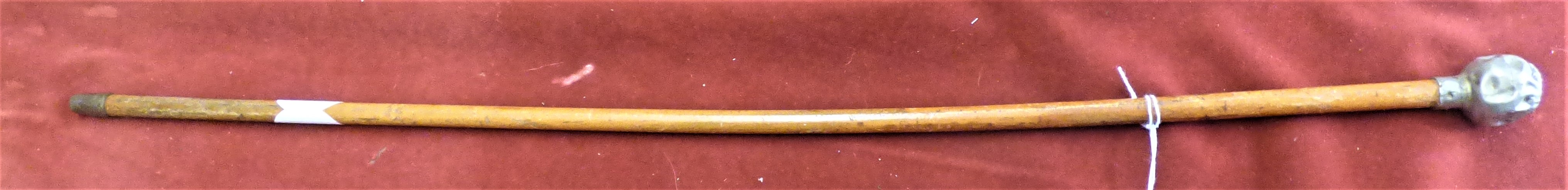 British WWI Norfolk Regiment Swagger Stick with a silver plated handle and tip, the handle has