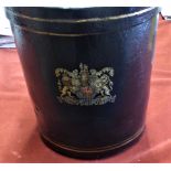 British WWI Cordite Charge Container made from a card type material painted black with gold trim and
