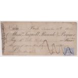 Tugwell Ricardo & Brymer, Bath-used bearer, vic. AD. black on cream, 28.12.1855-printer Blades &