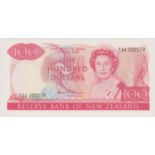 New Zealand 1981-85 Reserve Bank One Hundred Dollars, YAA, Red, Hardie Chief Cashier, AUNC P175a