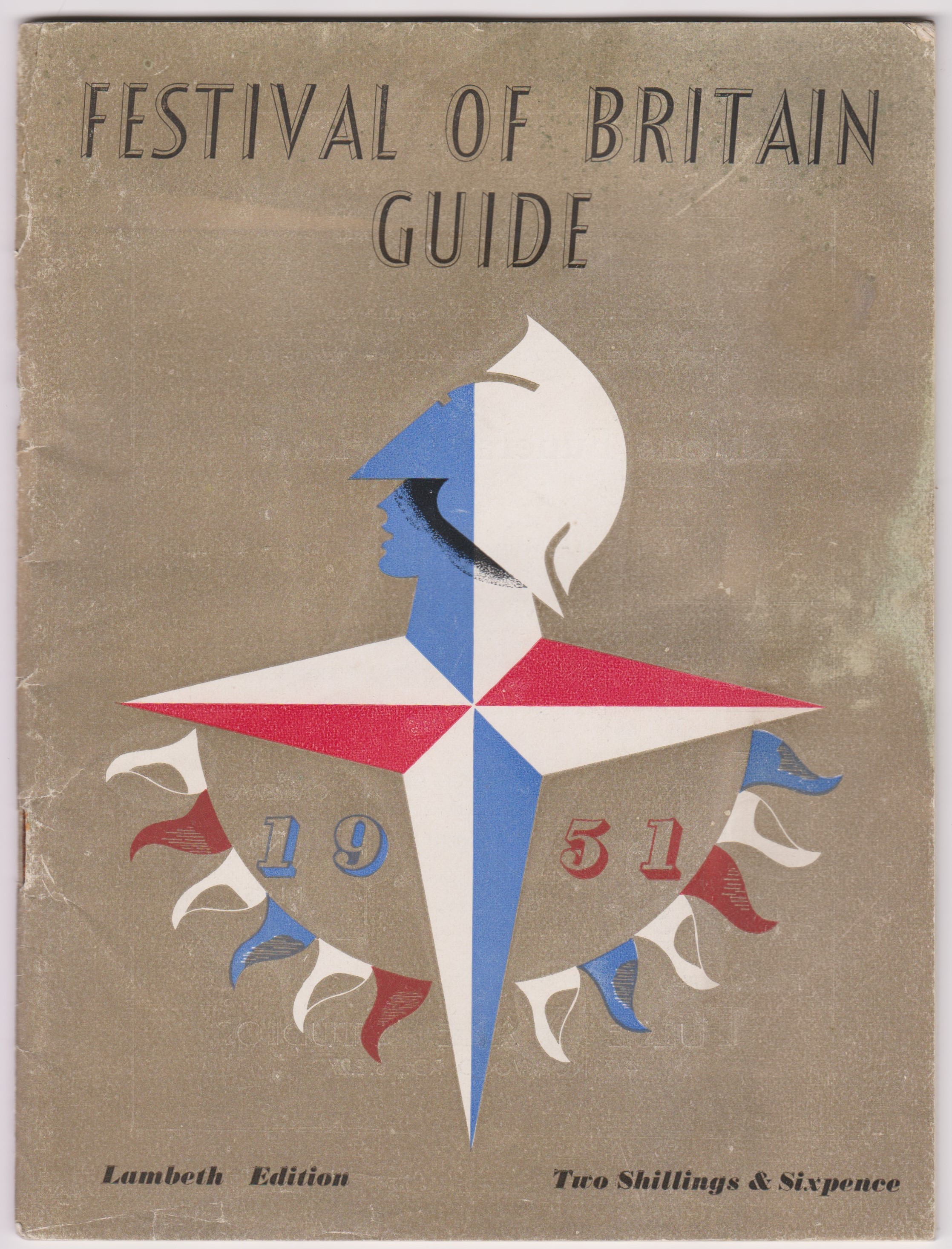 1951 Festival of Britain Guide, Lambeth Edition with a buff cover, good condition