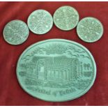 1951 Festival of Britain - an oval rubber placemat with 1951 Festival of Britain and the Hall of