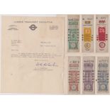 1951 Festival of Britain - Festival Bus Tickets, a set of six with a letter from the Public