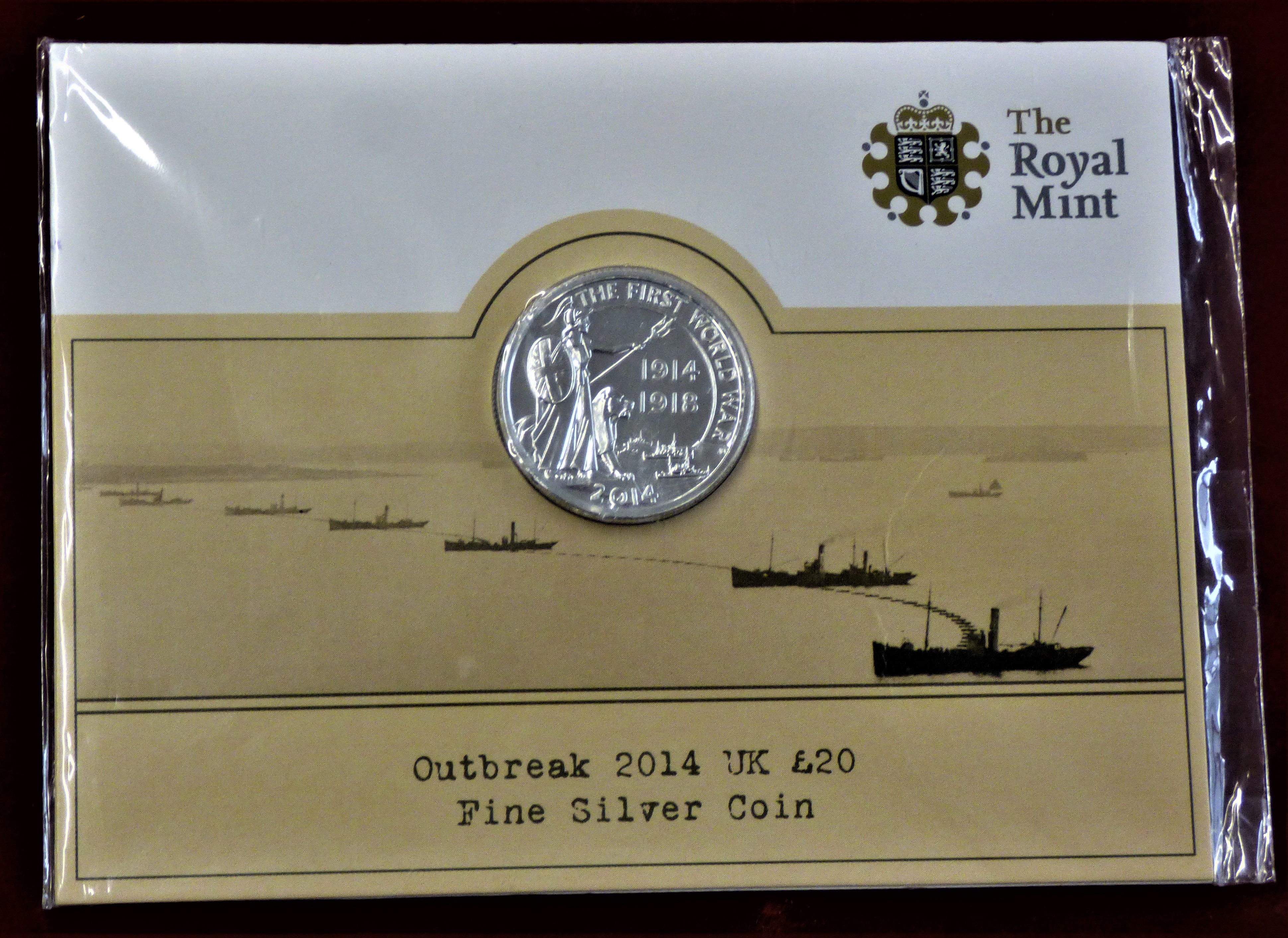2014 Royal Mint £20 Fine Silver Coin 'The Outbreak of the First World War', brilliant uncirculated