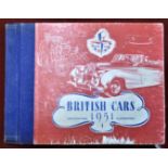 Festival of Britain - British Cars, 1951, Specifications and Illustrations, hardback with some cover