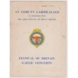 1951 Festival of Britain 'Gaelic Concerts' in Association with the Arts Council of Great Britain
