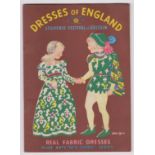 1951 Festival of Britain - Dresses of England Real Fabric Dresses Souvenir by Muse Arts "New Fabric"