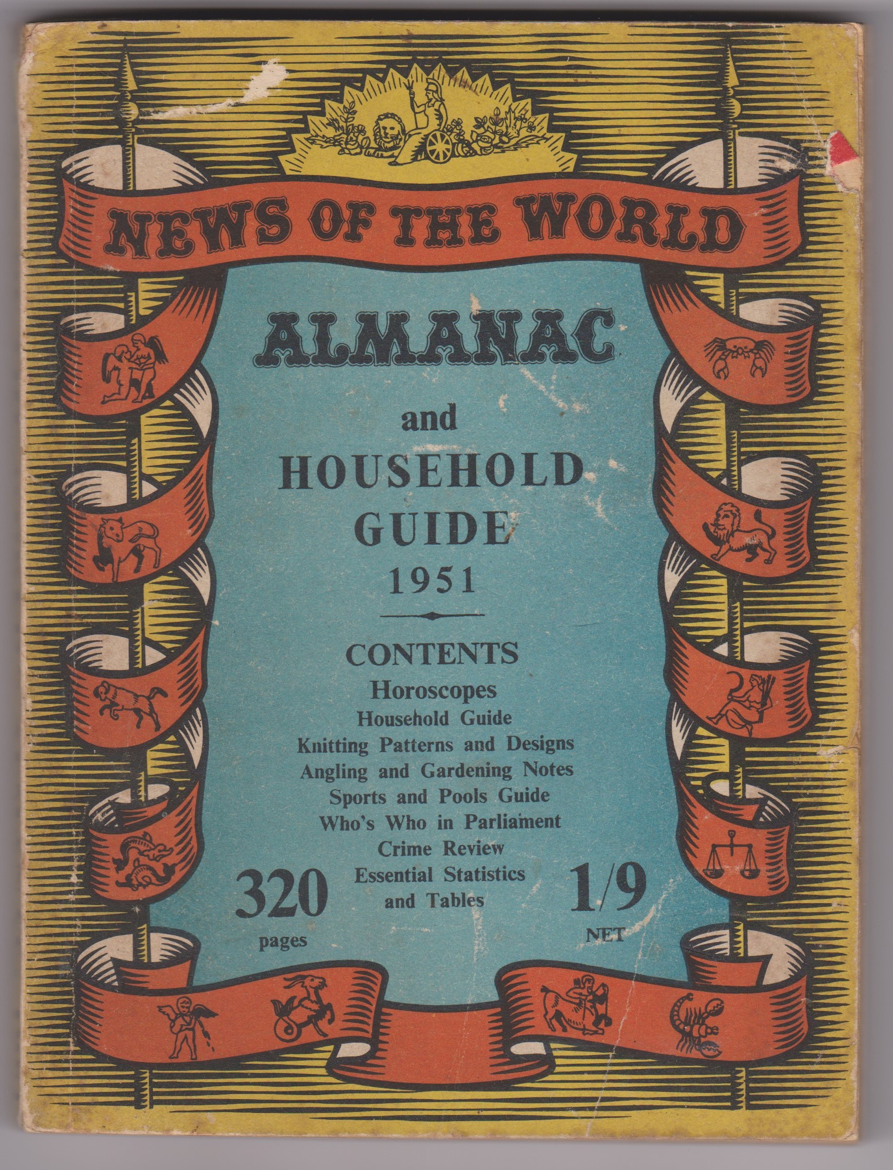 1951 News of the World Almanac and Household Guide, good