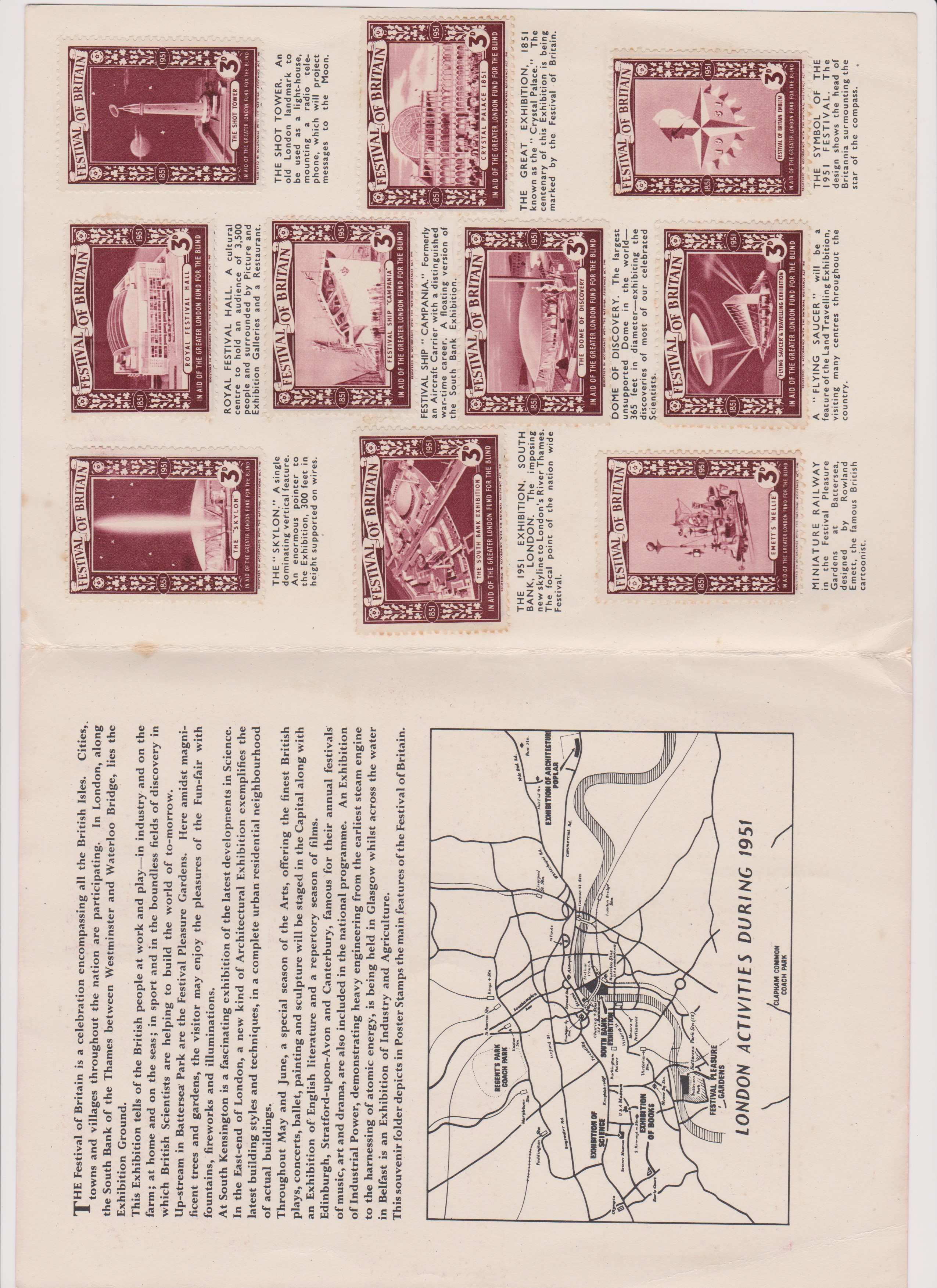 1951 Festival of Britain Commemorative Poster Stamps Sold in Aid of The Greater London Fund for - Image 2 of 2