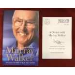 Murray Walker signed Autobiography 2002 and a signed Menu Jarrold from A Dinner with Murray Walker