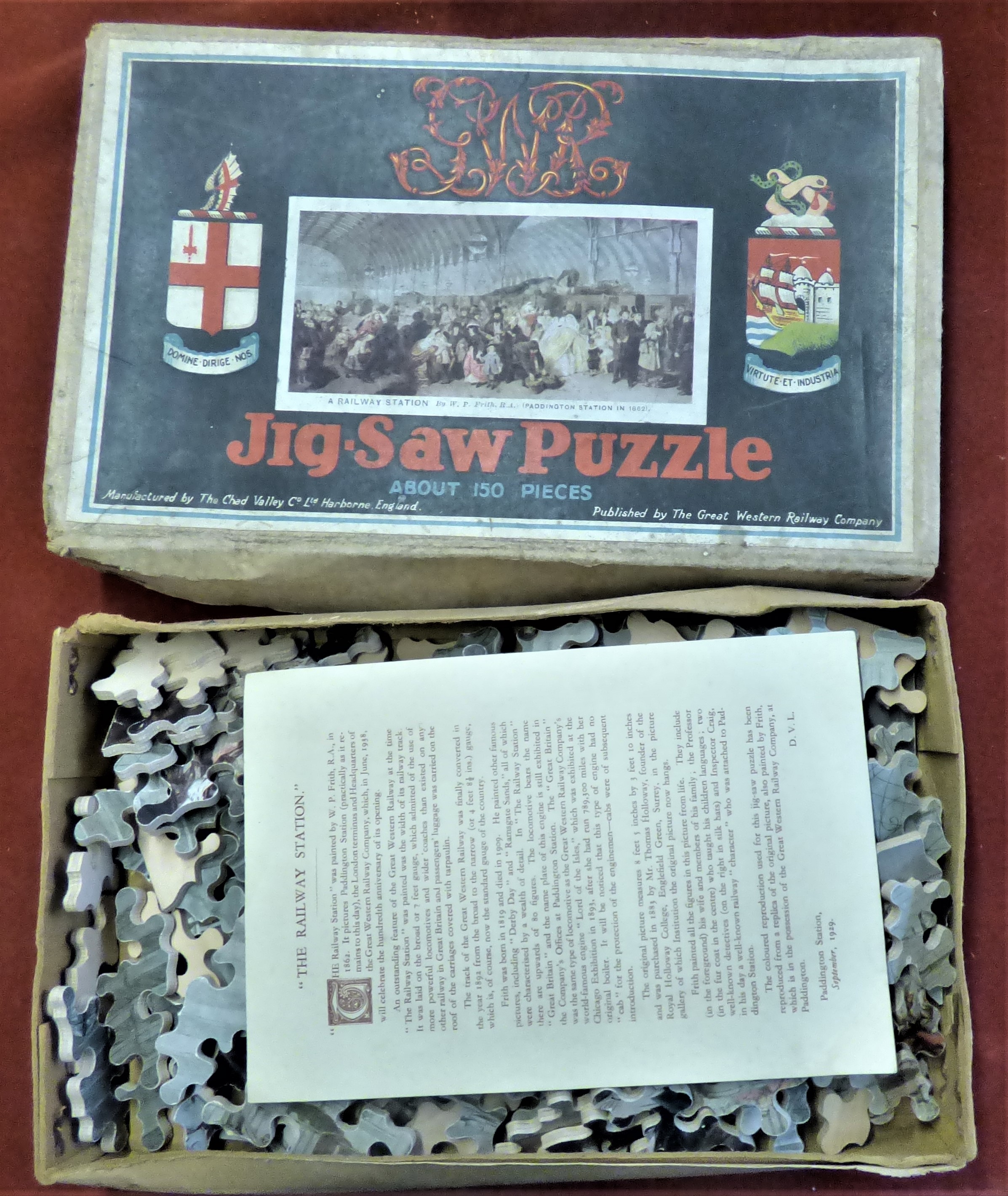 Jigsaw Puzzle by Chad Valley depicting the Great Western Railway Co. Box is a little grubby, it