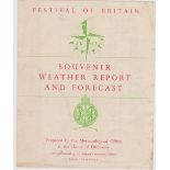 1951 Festival of Britain - Souvenir Weather Report and Forecast prepared at the Dome of Discovery,