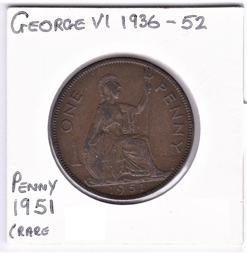 1951 George VI Penny, good to extremely fine. A scarce date - Image 2 of 2