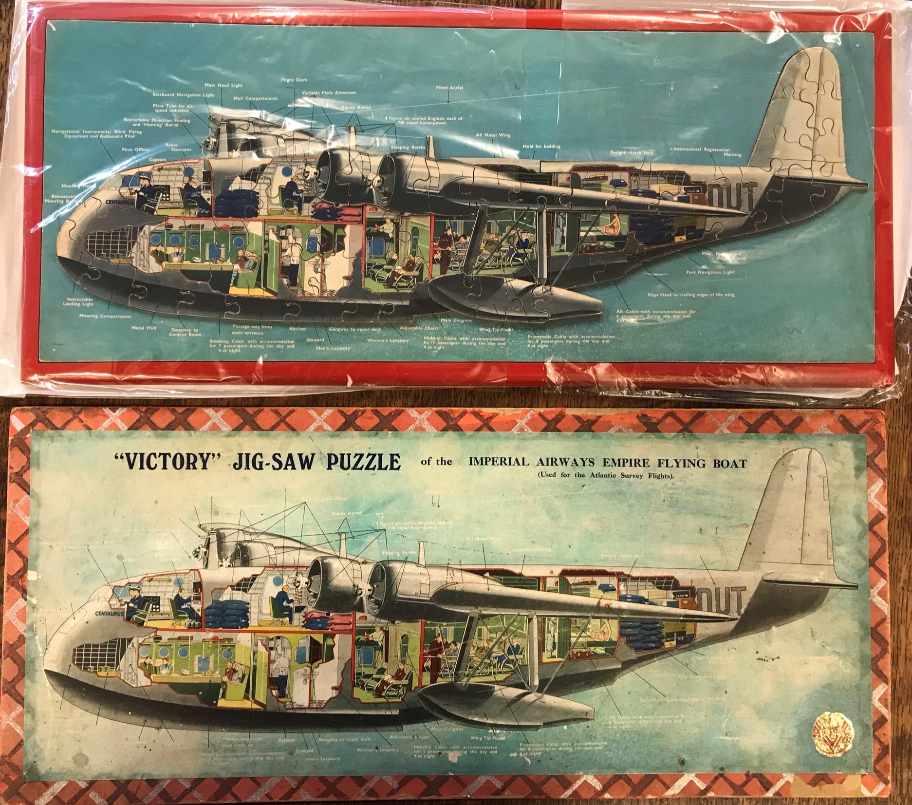 Jigsaw Puzzle "Victory" Jigsaw Puzzle, Imperial Airways Empire Flying Boat, woodcut sectional