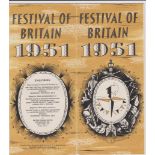 1951 Festival of Britain Souvenir leaflet with a yellow designed cover, printed for HMSO by L.T.A.