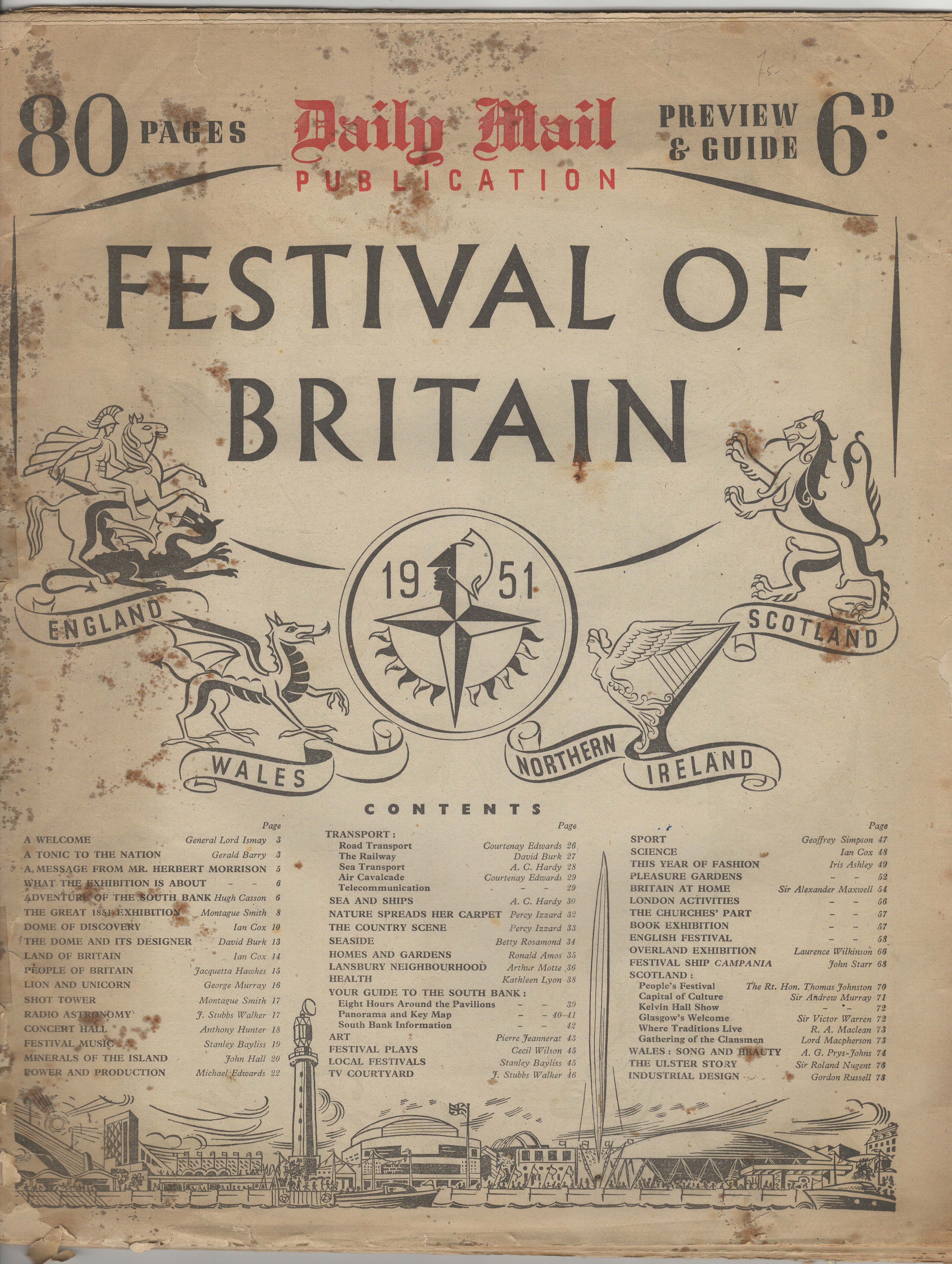 1951 Festival of Britain - Daily Mail 80 page Preview and Guide, some wear at page edges and the