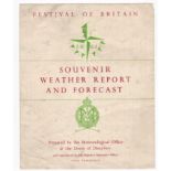1951 Festival of Britain - Souvenir Weather Report and Forecast leaflet prepared by the
