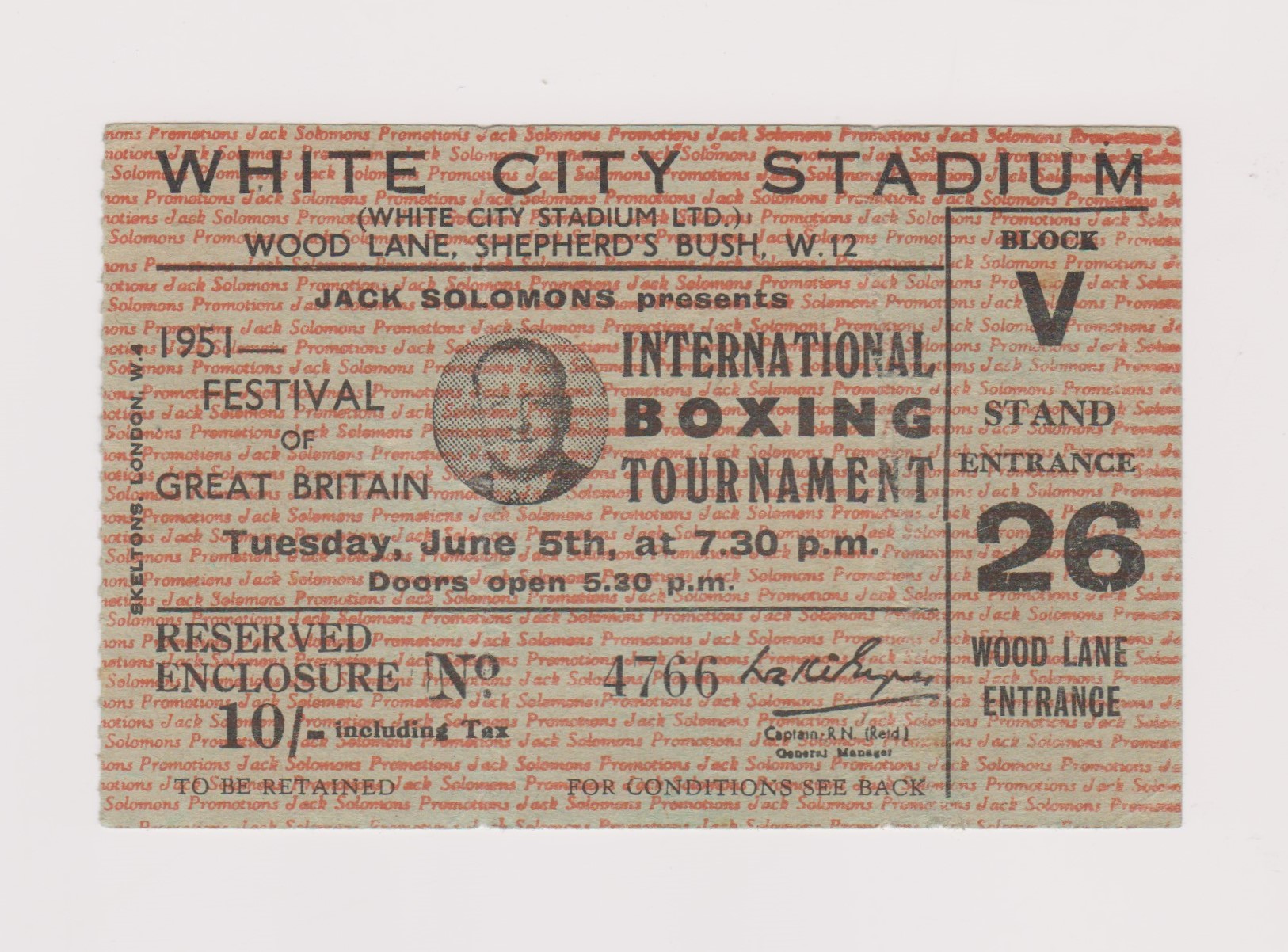 1951 Festival of Great Britain - White City International Boxing Tournament (5 June 1951), Jack - Image 2 of 2