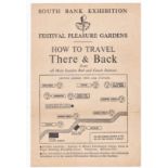 1951 Festival of Britain South Bank Exhibition - Festival Pleasure Gardens leaflet "How to Travel