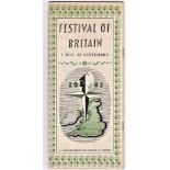 1951 Festival of Britain Leaflet with red and blue design in a carnival style, printed by HMSO by