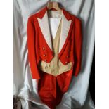 British 1930s West Norfolk Hunt Club Red uniform consisting of a Red Tailcoat with white lapels, a