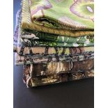 Mixed Textile Bundle. Shades of Green. Curtains & fabric lengths . A - 58cm x 68cm / B - 76 x 58cm /