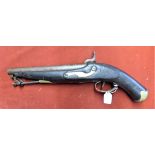 British Crimean War era Percussion Cap Pistol with swivel design ramrod, "1SLI etched beside the