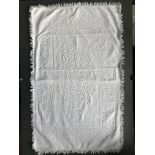 White Edwardian jacquard Baby Quilt. 64cm x 105cm