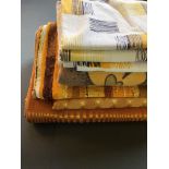 Mixed Textile Bundle. Shades of Orange. Curtains & Fabric lengths. A - 3x 80cm x 108cm / B - 1x