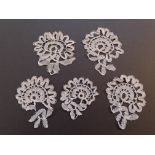 5 pieces of Honiton Veil Lace Motifs