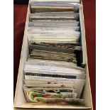 Large shoebox full of subject postcards. A good collection with Greetings, Disney, Bayeux