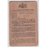 Post Office Savings bank book, Saffron Walden, used 1896-1912, well worn, few receipts etc