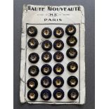 Haute Nouveaute Paris Buttons on Card, 1950's , 24 buttons
