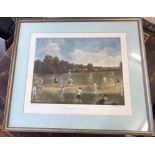 Print - A cricket match in Mary-le-Bone fields 1740. A beautiful colour print, limited edition,