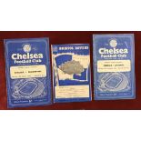 Chelsea v Arsenal 1954 December 27th Div.1 vertical crease rusty staples, Bristol Rovers v Chelsea