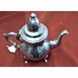 Moroccan Elegant handcrafted Alpaca Silver Qudsi Coffee pot, stamped 'HG' on the bottom.