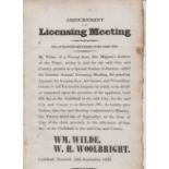 Norwich 1839 Printed Poster 'Adjournment of the Licensenship Meeting/City of Norwich and County of