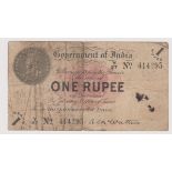 India 1917 KGV one rupee, A G Waters P1b, VG+