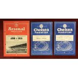 Arsenal v Chelsea 1953 8th September League Division 1 team change in pencil hole punched left,