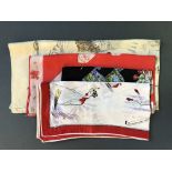 4 1940/50s Souvenir scarves, 2 Switzerland, 1 Isle of Elba and 1 San Remo Italy , 2 silk and 2