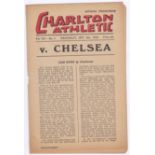 Charlton Athletic v Chelsea 1948 8th September League Division 1 staple hole score & team change