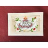 British WWI Royal Field Artillery Silk Postcard with insert, a beautiful postcard with the Royal