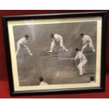 Colin Cowdrey taking a catch at first slip for England - 9" x 7" autographed by Colin Cowdrey