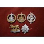 British WWI/II Badge Collection (5) including: Dorsetshire Regiment Cap Badge, Dorsetshire