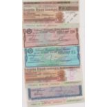 Travellers Cheques, National Provincial Bank Ltd £5, £10 and larger £5, 1960s, Lloyds Bank £20 (3,