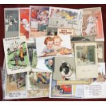 Artist theme postcards, a good range of 30+ vintage including Studdy, Donald McGill, Ethel