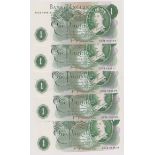 £1 J A Page, HX38, 5 consecutive numbers AUNC
