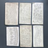 Lot of 6 Antique Lace Prickings Dutch early 19thC