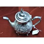 Moroccan Elegant handcrafted Alpaca Silver Qudsi Teapot, a lovely looking silver plated item with